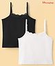 Honeyhap Premium Cotton Elastane Sleeveless Solid Colour Slips With Bio Finish Pack Of 2 - Black & White
