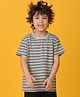 Anthrilo Cotton Half Sleeves Striped Tee - Grey