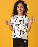 Anthrilo Cotton Half Sleeves Bow Printed Tee - White