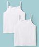 Honeyhap Premium Cotton Elastane Bio Finish Sleeveless Solid Color Slips Pack of 2 - Bright White