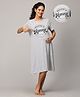 The Mom Store Half Sleeves Promoted To Mummy Text Printed Oversized Maternity Dress - Grey