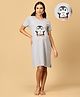 The Mom Store Half Sleeves Baby On Board Text Printed Oversized Maternity Dress - Grey