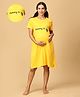 The Mom Store Half Sleeves Mommy To Bee Text Printed Oversized Maternity Dress - Yellow