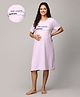 The Mom Store Half Sleeves Baby Loading Text Printed Oversized Maternity Dress - Lavender