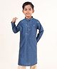 Tabard Cotton Full Sleeves Sequins Embellished Geometric Designed Kurta - Blue