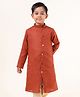 Tabard Cotton Full Sleeves Solid Kurta - Rust Orange