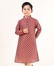 Tabard Cotton Full Sleeves Ethnic Motifs Printed Kurta - Red