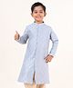 Tabard Cotton Full Sleeves Damask Foil Printed Kurta - Blue