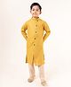Tabard Cotton Full Sleeves Solid Kurta Pyjama Set - Yellow