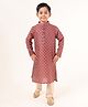 Tabard Cotton Full Sleeves Ethnic Motif Embroidered Kurta & Pyjama Set - Red