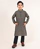 Tabard Cotton Full Sleeves Ethnic Motif Embroidered Kurta & Pyjama Set - Black
