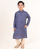 Tabard Cotton Full Sleeves Ethnic Motif Printed Kurta & Pyjama Set - Blue
