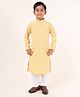 Tabard Cotton Full Sleeves Chevron Embroidered Kurta & Pyjama Set - Yellow