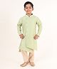 Tabard Cotton Full Sleeves Abstract Embroidered Kurta & Pyjama Set - Green