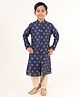 Tabard Cotton Full Sleeves Paisley Foil Printed Kurta & Pyjama Set - Blue