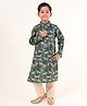 Tabard Cotton Full Sleeves Horse Printed Kurta & Pyjama Set - Green