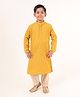 Tabard Cotton Full Sleeves Ethnic Motif Embroidered Kurta & Pyjama Set - Yellow