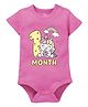 Zeezeezoo 100% Cotton Monthly Birthday Theme Half Sleeves 1 Month Text & Baby Unicorn Printed Onesie - Pink