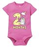Zeezeezoo 100% Cotton Monthly Birthday Theme Half Sleeves 2 Months Text & Baby Unicorn Printed Onesie - Pink