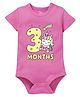 Zeezeezoo 100% Cotton Monthly Birthday Theme Half Sleeves 3 Months Text & Baby Unicorn Printed Onesie - Pink