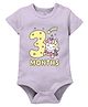Zeezeezoo Monthly Birthday Theme 100% Cotton Half Sleeves 3 Months Text & Baby Unicorn Printed Onesie - Lavender