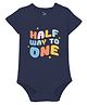Zeezeezoo Birthday Theme 100% Cotton Half Sleeves Half Way To One Text Printed Onesie - Navy Blue