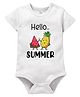 Zeezeezoo Summer Theme 100% Cotton Half Sleeves Hello Summer Text Printed Onesie - White