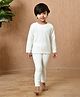 MoMaa Cotton Full Sleeves Striped Thermal Innerwear Set - White