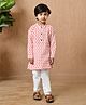 MoMaa Pure Cotton Full Sleeves Camel Printed Kurta Pyjama Set - Red