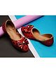 boyz n galz Bow Applique Detailed Floral Shaped Sequins Embellished Slip On Mojaris - Red