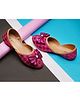 boyz n galz Bow Applique Detailed Floral Shaped Sequins Embellished Slip On Mojaris - Pink
