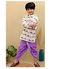 Superminis Cotton Full Sleeves Patola Printed Dhoti Kurta Set - Purple & Lemon