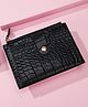 Fargo Women Croco Embossed Leather Clutch - Black