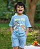 Nap Chief Pure Cotton Tom & Jerry Featuring Half Sleeves Characters Printed Coordinating Tee & Shorts Set - Blue