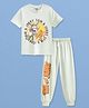 Nap Chief Pure Cotton Knit Tom & Jerry Featuring Half Sleeves Characters Printed Coordinating Tee & Pajama Set - Light Green
