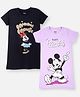 Nap Chief Pure Cotton Pack Of 2 Mickey & Friends Featuring Half Sleeves Character Printed Dresses - Lavender & Black