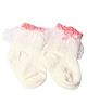 Kidofash Cotton Polka Dots Designed & Net Lace Embellished Socks - White & Pink