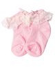 Kidofash Cotton Frill Detailed Abstract Embroidered Socks - Dark Pink