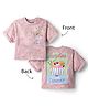 Little Kangaroos Cotton Knit Half Sleeves Top with Front & Back Ice Cream Print - Light Pink