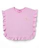 Little Kangaroos Cotton Knit Sleeveless  Solid Color Kaftan Top with Frill Detailing - Pink