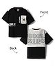 Little Kangaroos Cotton Knit Half Sleeves Cut & Sew T-Shirt with Front & Back Text Print - Black