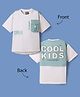 Little Kangaroos Cotton Knit Half Sleeves Cut & Sew T-Shirt with Front & Back Text Print - White