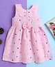 Twetoons Cotton Knit Sleeveless Frock With Heart Embroidery & Bow Applique - Pink