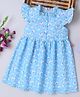 Twetoons Cotton Knit Frill Sleeves Frock With Floral Print - Light Blue