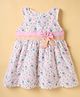 Twetoons Cotton Knit Sleeveless Frock With Floral Print - Pink