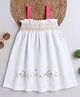 Twetoons Cotton Knit Sleeveless Frock with Floral Embroidery - White