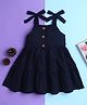 Twetoons Cotton Knit Sleeveless Solid Frock - Navy Blue