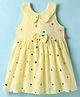 Twetoons Cotton Knit Sleeveless Frock with Heart Embroidery & Bow Applique - Lemon Yellow