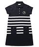 US Polo Assn Cotton Knit Half Sleeves Frock With Stripes Print - Navy Blue