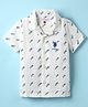 US Polo Assn Cotton Knit Half Sleeves Shirt With Brand Name Print - White & Blue